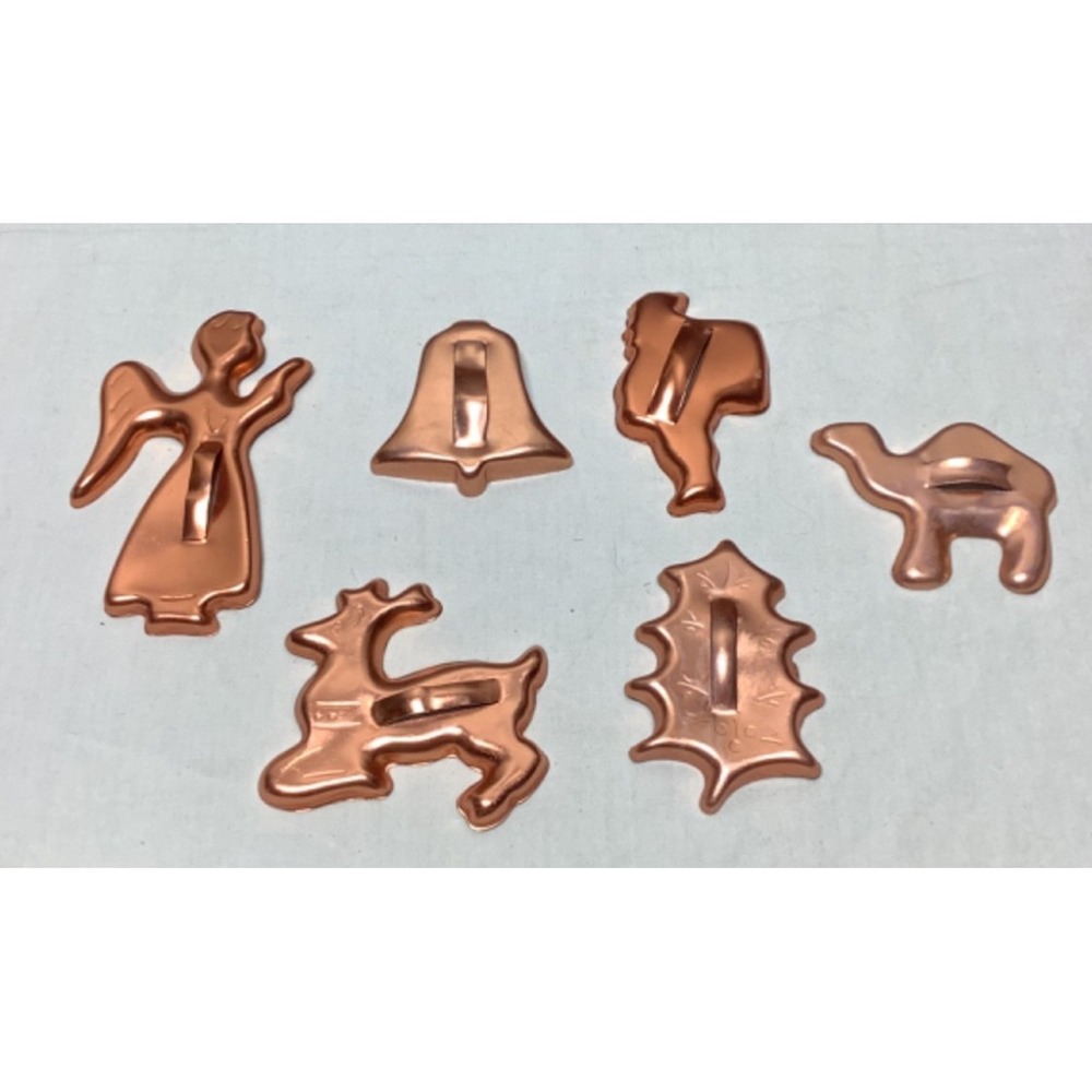 Vintage Mirro Copper Alluminum Christmas Cookie Cutters Lot of 6